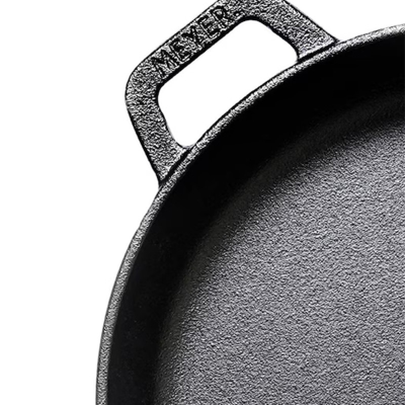 Black Pre-Seasoned Cast Iron Skillet 2 Side Handles 22 cm