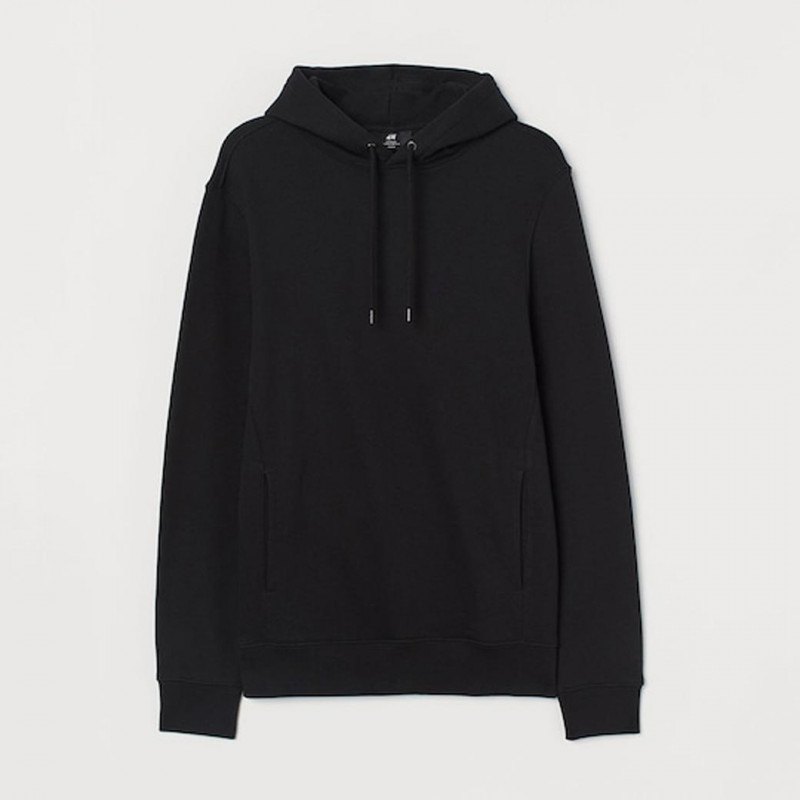 Men Black Solid Hooded Top Regular Fit