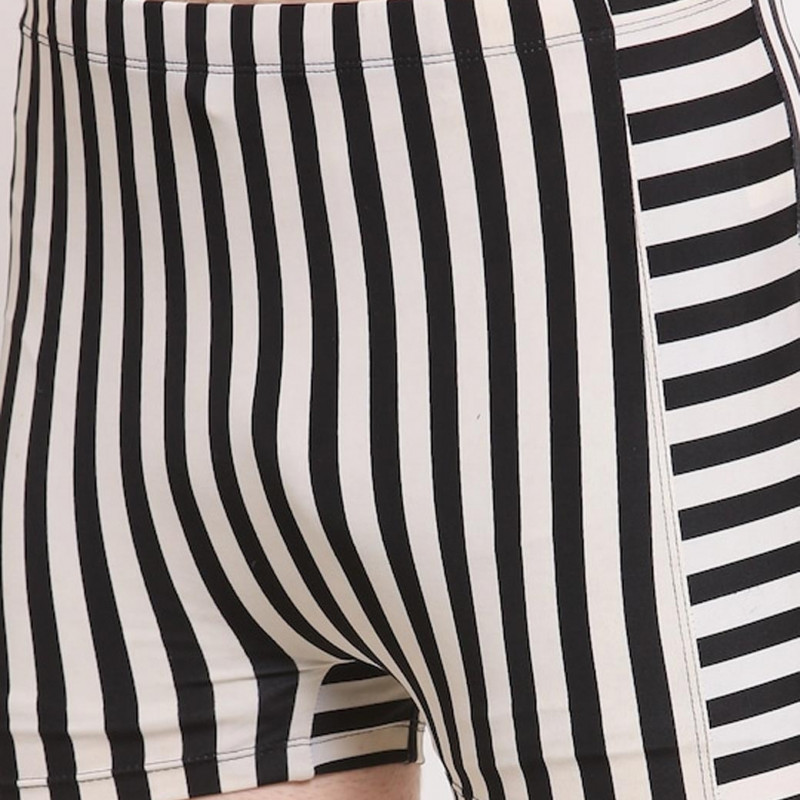 Men White & Black Striped Comfort-Fit Swim Bottoms