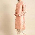 Men Golden Woven Design Kurta Sherwani Set