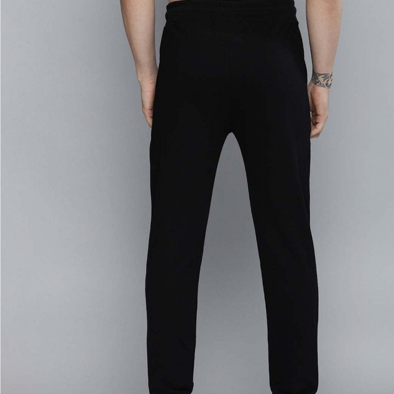 Men Black & Blue Printed Pure Cotton Track Pants